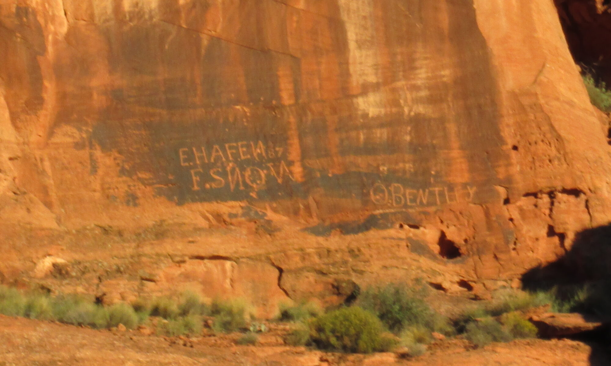 yellow canyon wall with old graffiti